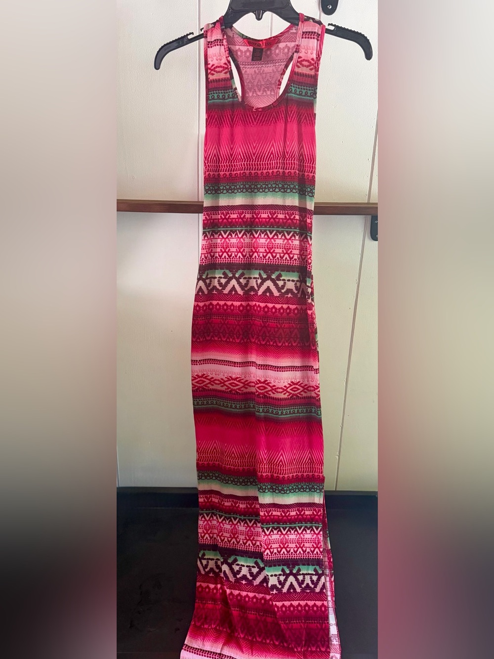 Maxi Dress - Pink & Teal Aztec - S
